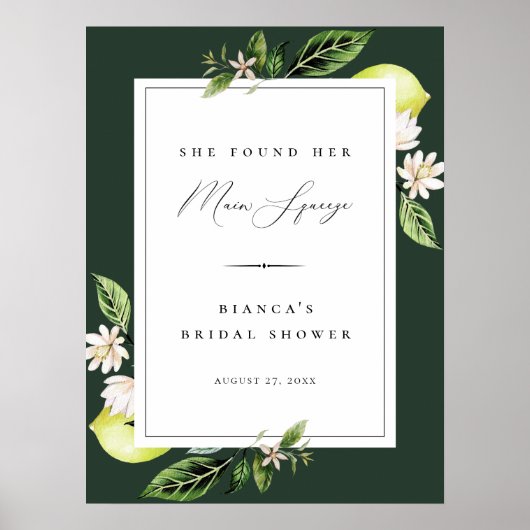 Bruidsshowerposter met botanische citroenen en 'Ma Poster (Voorkant)