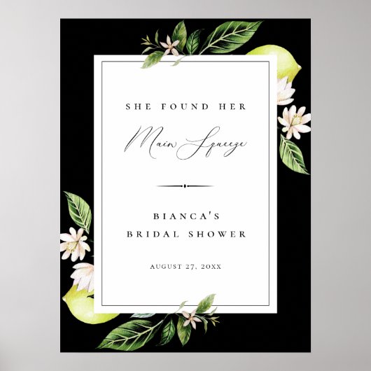 Bruidsshowerposter met botanische citroenen hoofdt poster (Voorkant)