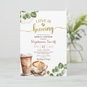 Bruidsshowers met koffiepret kaart (Staand voorkant)
