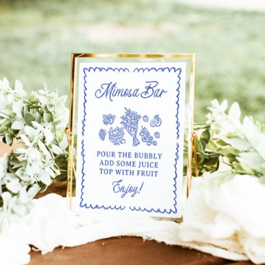 Bruidsshowersbord Mimosa Bar 'Fresh Off The Market Poster