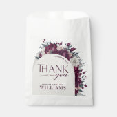 Bruidsshowersuiker "Liefde in bloei" in bordeauxro Bedankzakje (Voorkant)