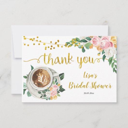 Bruidsshowersuitnodiging met 'Coffee Love is Brewi Bedankkaart (Voorkant)