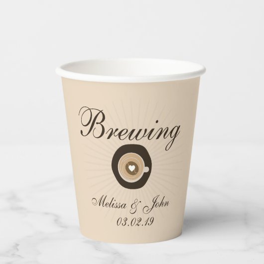 Bruidsshowerthema Coffee Latte Papieren Bekers (Voorkant)