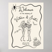 Bruidsskelet bruidegom handgetekende huwelijks wel poster (Voorkant)