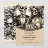 Bruidsskelet en Bruidegom Beige Kleur Trouwen Kaart (Voorkant / Achterkant)