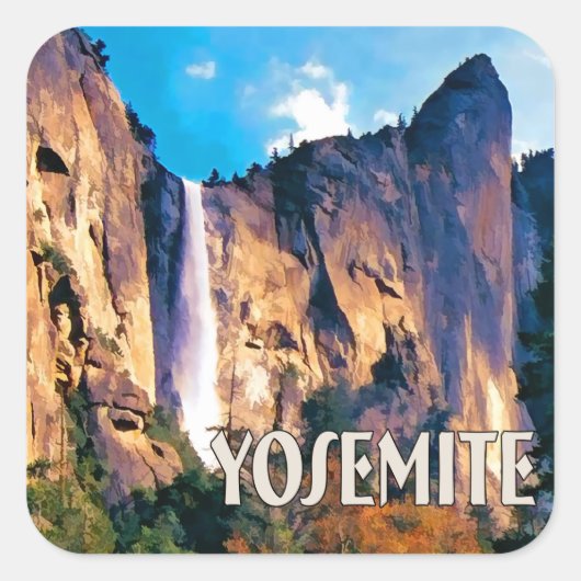 Bruidssluier Herfsten Yosemite National Park Vierkante Sticker (Voorkant)
