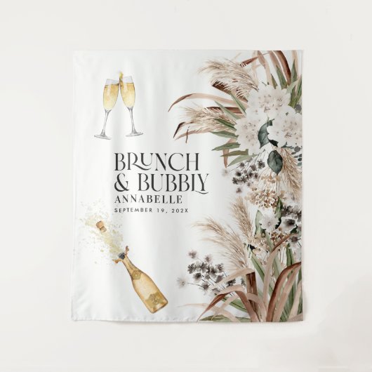 Bruidssluier pampas gras moderne champagne wandkleed (Voorkant)
