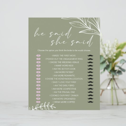Bruidsspel Hij zei dat ze Sage Green Flowers zei (Staand voorkant)
