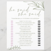 Bruidsspel Hij zei dat ze zei Sage Boho Flowers (Voorkant)