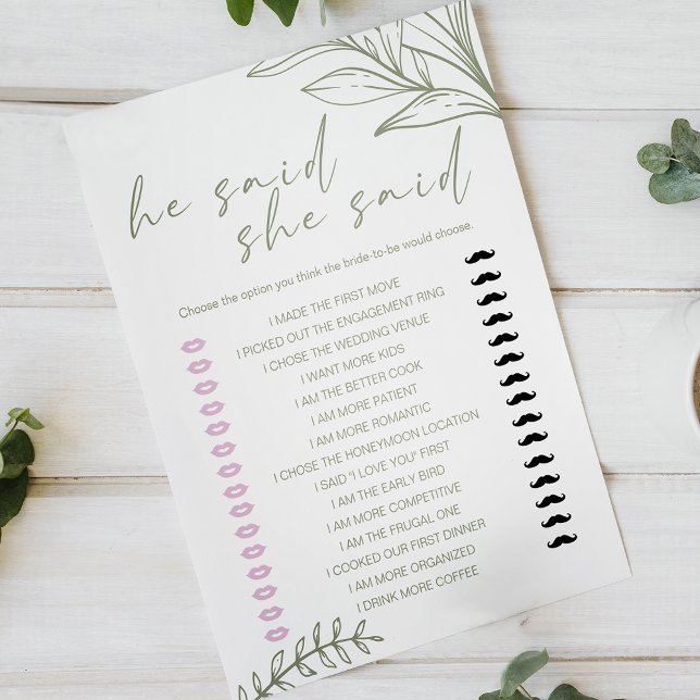 Bruidsspel Hij zei dat ze zei Sage Boho Flowers (Creator heeft geüpload)