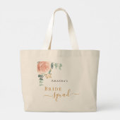 Bruidssquad roze goud bloemige eucalyptus groen grote tote bag (Achterkant)