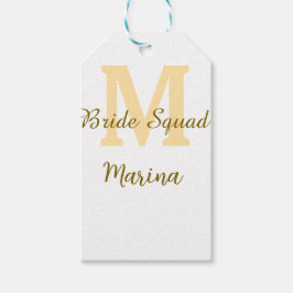 Bruidssquadron monogram gouden bruiloftsdouche een cadeaulabel