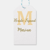 Bruidssquadron monogram gouden bruiloftsdouche een cadeaulabel (Achterkant)