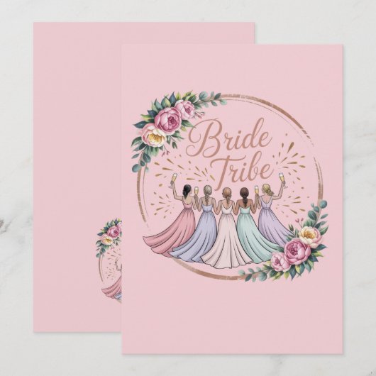 Bruidsstam Custom Naam Bachelorette Feestje Bedankkaart (Voorkant / Achterkant)