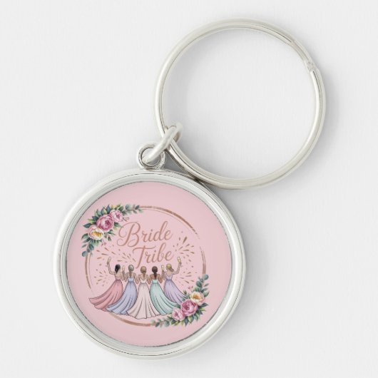 Bruidsstam Custom Naam Verlovingsfeestje Sleutelhanger (Voorkant)