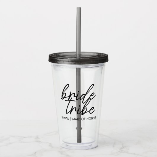 Bruidsstam | Gemoderniseerde Personaliseerbare Bru Acryl Drinkbeker (Voorkant)