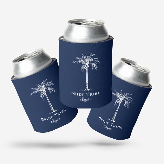 Bruidsstam Navy Blauwe Witte Palmboom Blikjeskoeler