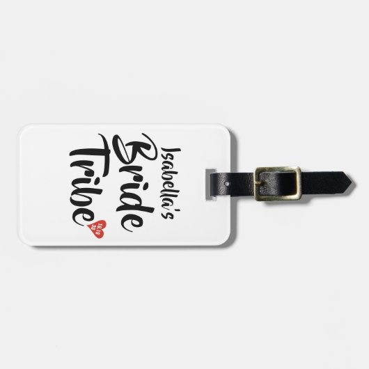 Bruidsstam rode datum hart gepersonaliseerd bagagelabel (Voorkant horizontaal)