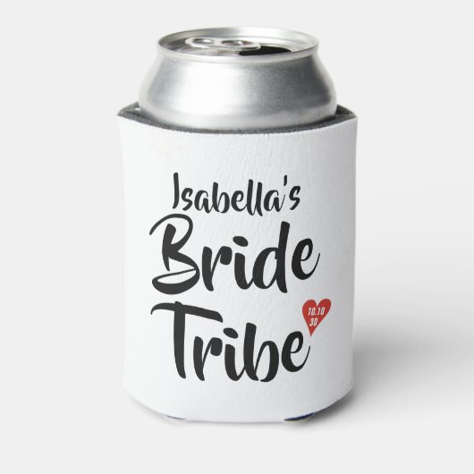 Bruidsstam rode datum hart gepersonaliseerd blikjeskoeler (Blikje Achterkant)