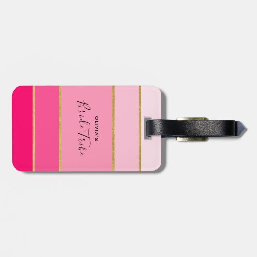 Bruidsstam Roze & Goud Bachelorette Bagagelabel (Achterkant horizontaal)