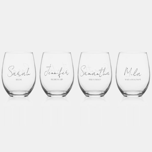 Bruidsstoet Persoonlijk Wijnglas Zonder Voet (Voorkant)