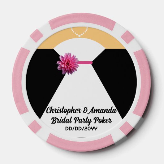 Bruidsstoet Poker Zwarte Smoking & Trouwjurk Poker Chips (Achterkant)