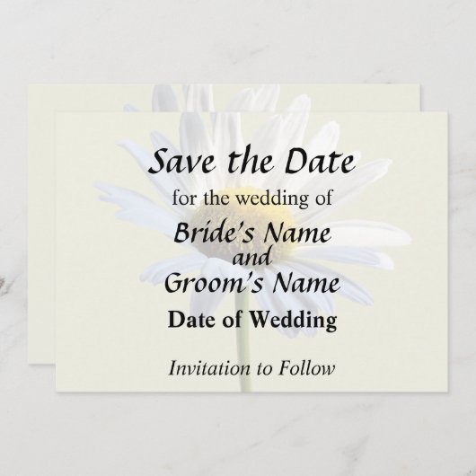 Bruidssupplies met Daisy Shadow and Light Save The Date (Voorkant / Achterkant)