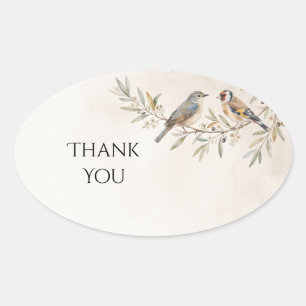 Bruidstaak Zangvogel Olijftak Trouw Dank Je Ovale Sticker