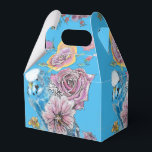 Bruidstaart Favor Doos Blauw Rozen Bedankdoosjes<br><div class="desc">Bruidstaart Favor Dozen,  Volledig Aanpasbaar. Ontworpen vanuit een van mijn aquarelschilderijen.</div>