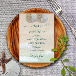 Bruidstaart Menu Sjabloon voor Strand Bruiloft Kaart