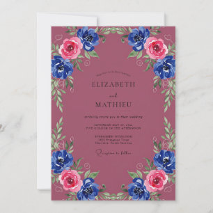 Bruidstaart met Cobalt Ranunculus Kaart