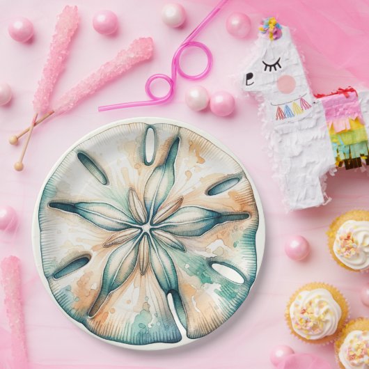 Bruidstaart Zanddollar Oceaan Spetters Zeewater Wa Papieren Bordje (Feest)