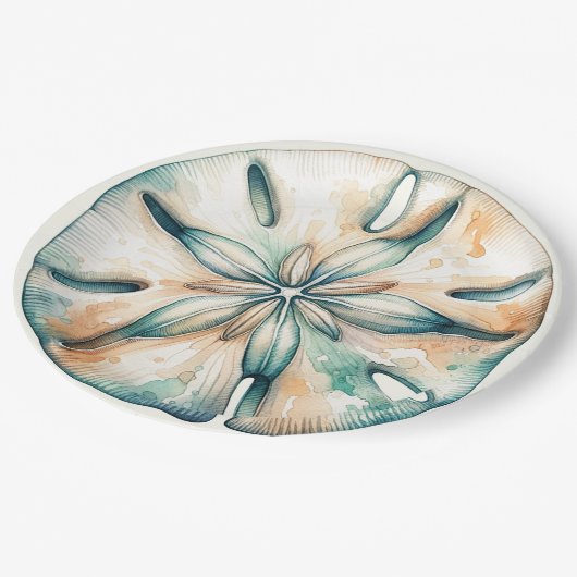 Bruidstaart Zanddollar Oceaan Spetters Zeewater Wa Papieren Bordje (Gekanteld)