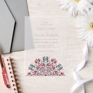 Bruidstaart Zwanen Vogels Lotus Bloemen Mandala Hu Vellum Uitnodigingen