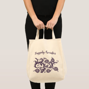 Bruidstas Gelukkig Na De Bruiloft Paars Tote Bag