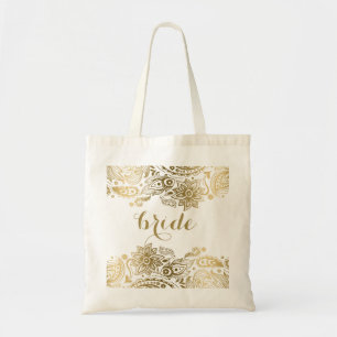 Bruidstas Gouden Bloemen Kant paisley Tote Bag