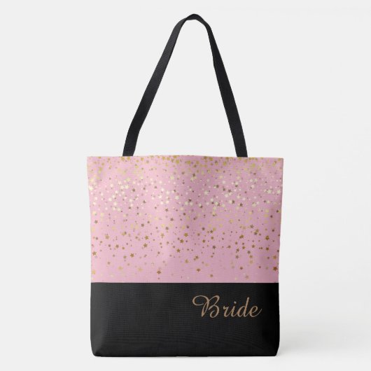 Bruidstas roze & kleine gouden sterren tote bag (Voorkant)