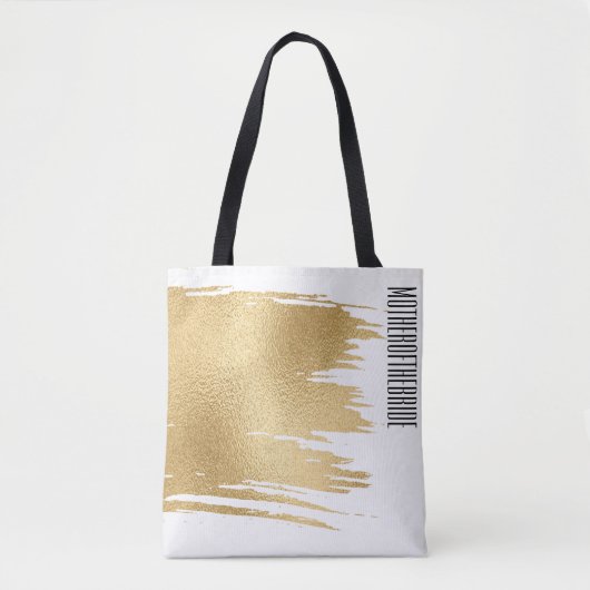 Bruidstas Tote met Bloemen Elegant Goud en Zwart Tote Bag (Voorkant)