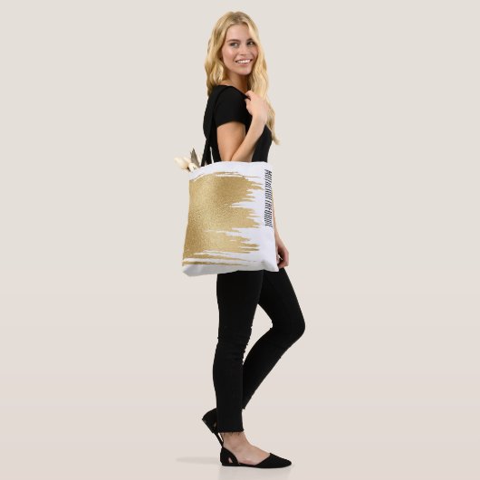 Bruidstas Tote met Bloemen Elegant Goud en Zwart Tote Bag (Op model)