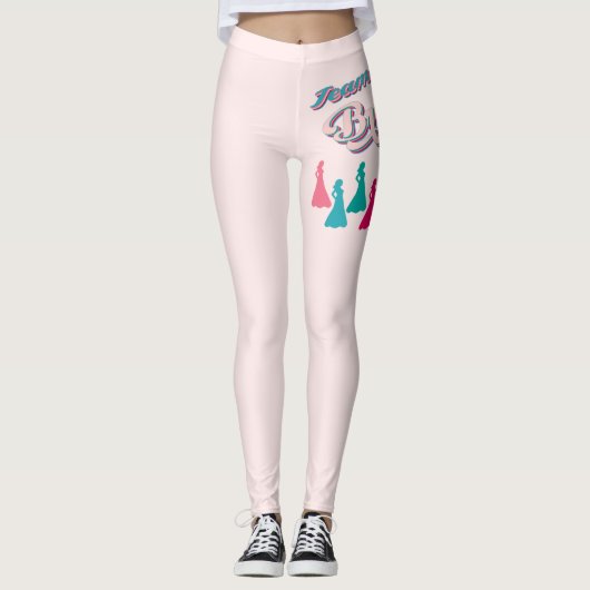 Bruidsteam cute roze vrijgezellenfeest leggings (Voorkant)