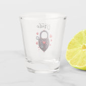 Bruidsteam Goth Hart Slot en Sleutel Shot Glas (Achterkant)