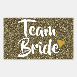 Bruidsteam Gouden Hart Glitters Rechthoekige Sticker