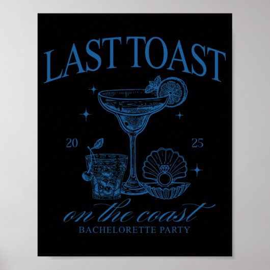 Bruidsteam Last Toast On The Coast Beach Bruidsfee Poster (Voorkant)