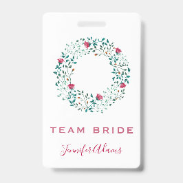 Bruidsteam Rustieke bloemen- en groenkrans Trouwda Badge
