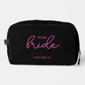 Bruidsteam Trouwen zwart en roze vrijgezellenfeest Toilettasje (Voorkant)