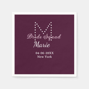 Bruidsteam voeg naam monogram bruidsmeisje mauve servet