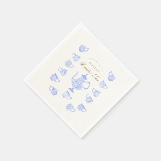 Bruidsthee Blauw China Wit Kant Script Douche Servet (Hoek)