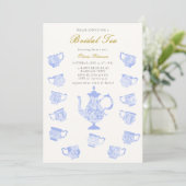 Bruidsthee Chinoiserie Kant Lavendel Lila Douche Kaart (Staand voorkant)