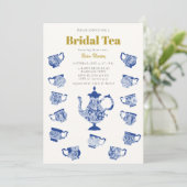 Bruidsthee Chinoiserie Kant Moderne Marine Douche Kaart (Staand voorkant)