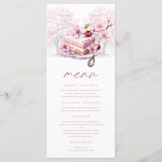 Bruidsthee Custom Cherry Blossom Elegant Menu (Voorkant)